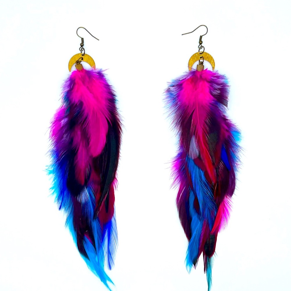 Vibrant Feather Earrings